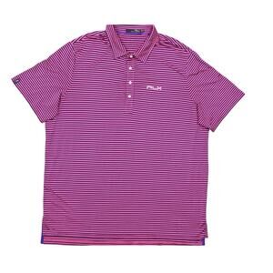Polo RLX Men's 2XL Pink/Blue Polyester Polo Shirt - Golf Stretch Performance